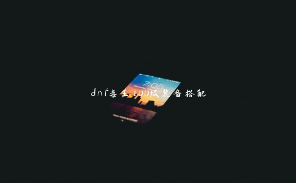 dnf毒王100级装备搭配