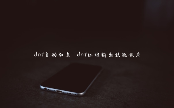 dnf自动加点 dnf红眼输出技能顺序