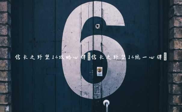 信长之野望14攻略心得(信长之野望14统一心得)