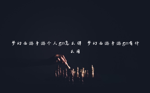 梦幻西游手游个人gm怎么得 梦幻西游手游gm有什么用