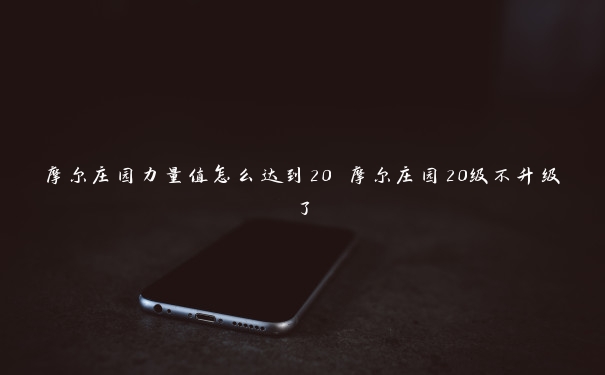 摩尔庄园力量值怎么达到20 摩尔庄园20级不升级了