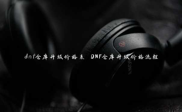 dnf仓库升级价格表 DNF仓库升级价格流程