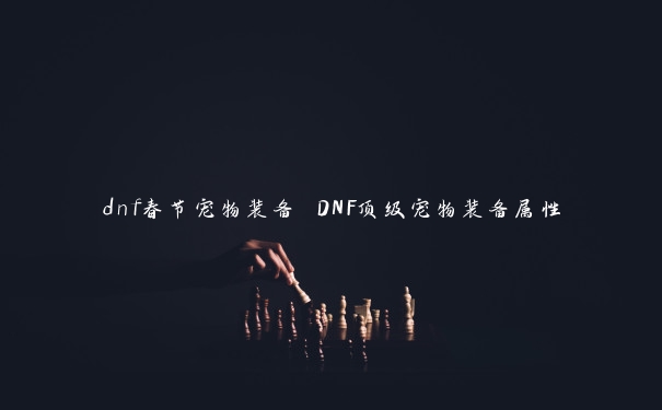 dnf春节宠物装备 DNF顶级宠物装备属性