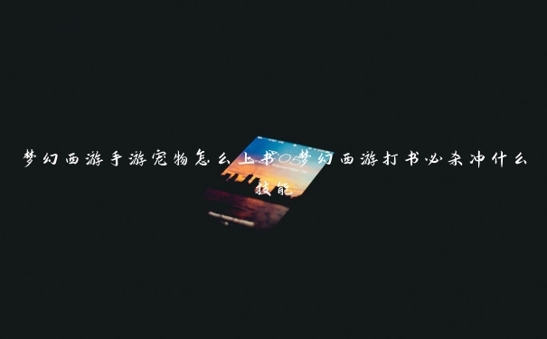 梦幻西游手游宠物怎么上书 梦幻西游打书必杀冲什么技能