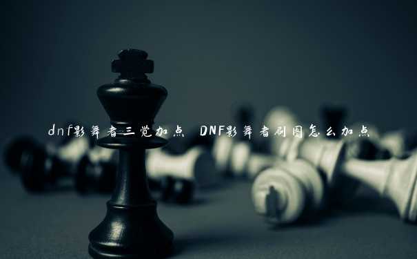 dnf影舞者三觉加点 DNF影舞者刷图怎么加点