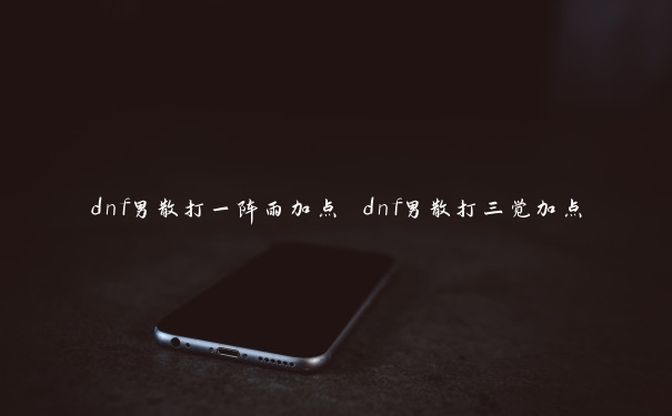 dnf男散打一阵雨加点 dnf男散打三觉加点