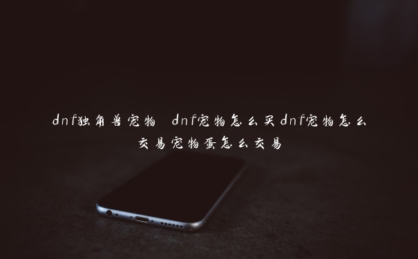 dnf独角兽宠物 dnf宠物怎么买dnf宠物怎么交易宠物蛋怎么交易